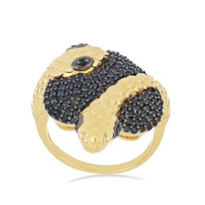 BUY 925 SILVER NATURAL BLACK SPINEL GEMSTONE SNAKE RING
